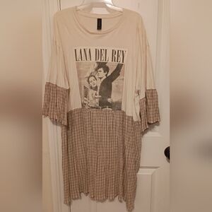 Lana Del Rey Graphic Beige and Brown Dress
